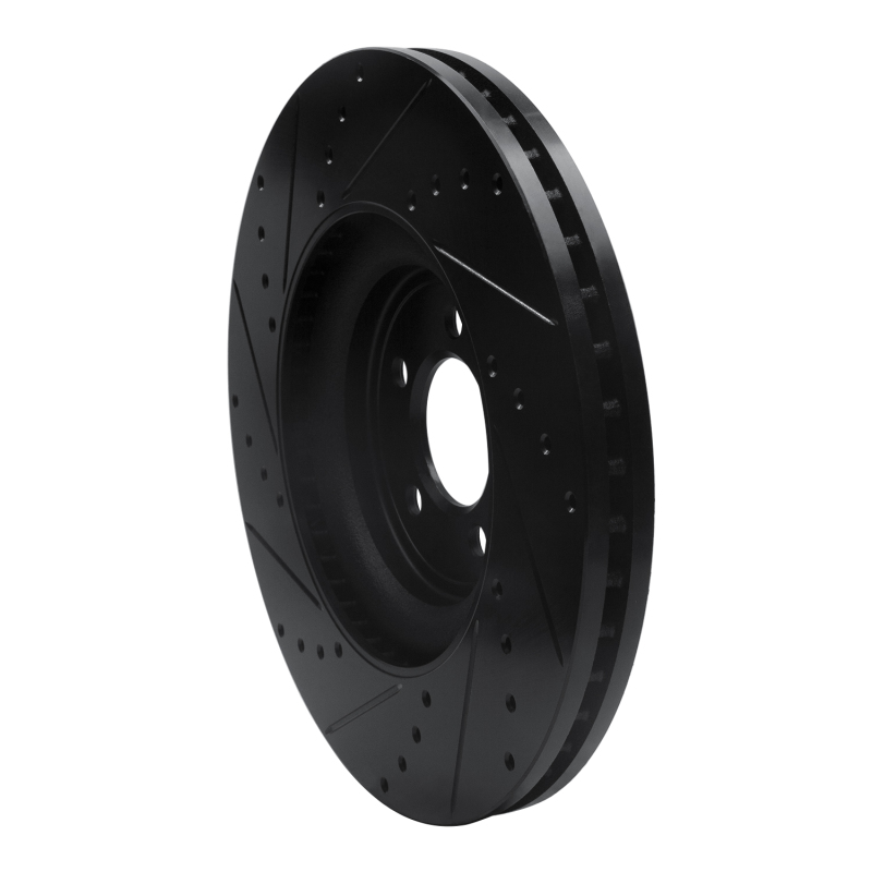 Jaguar F-Type Brake Rotor (1) - Front Right - R1 Concepts - Drilled & Slotted - Black - `06-`21